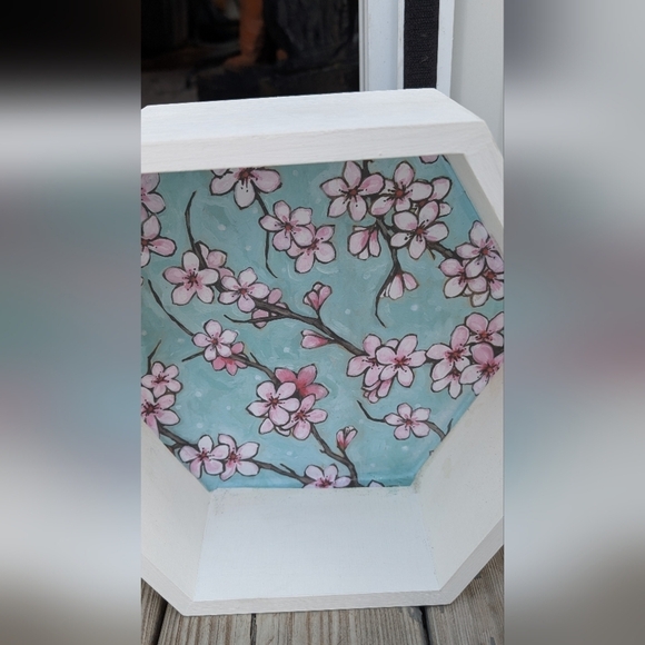 Handmade Cherry Blossom Hexagon Wall Decor (EUC) - Picture 2 of 15